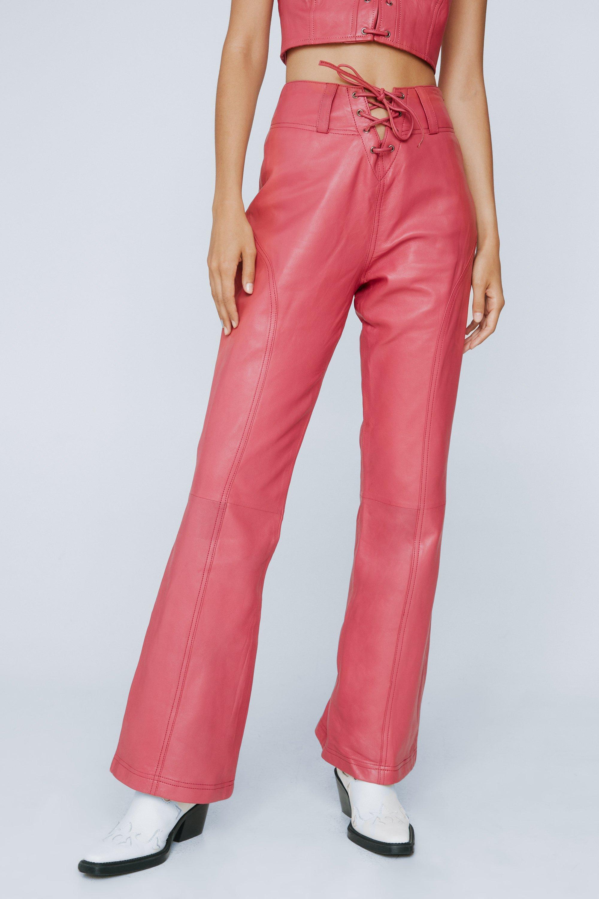 Hot pink lace up hot sale pants